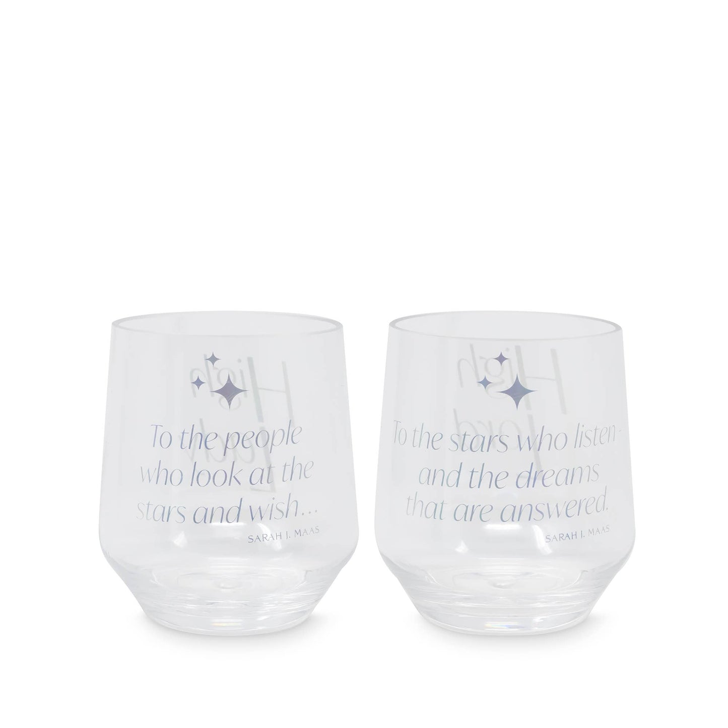 Acrylic Stemless Wine Glass Set, Night Court