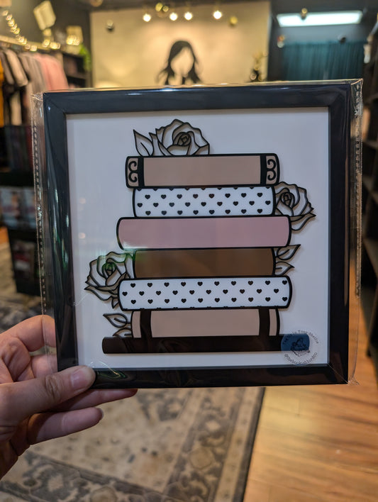 Book Stack Framed Sign